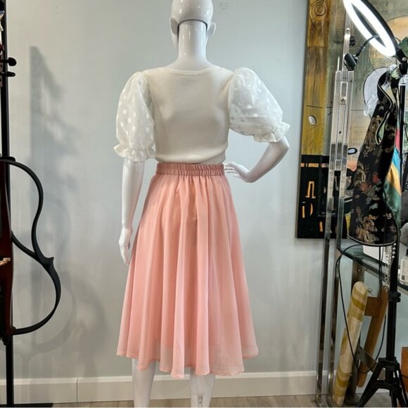 NWT Flint  Moss  Pink Chiffon Flowy Full Skirt - Picture 6 of 10